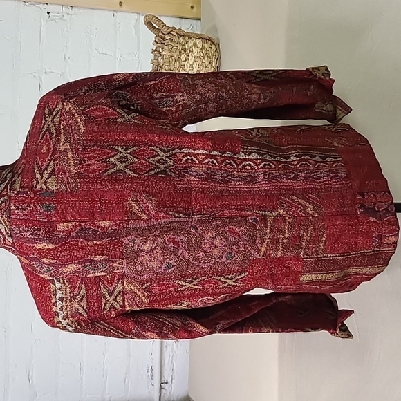 Vintage Y2K Coldwater Creek Jacket Woven Red Size Small Southwest Vibe - Picture 5 of 7